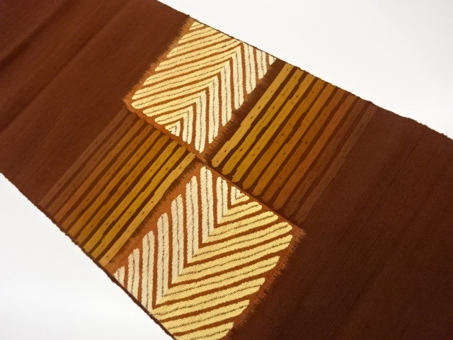 JAPANESE NAGOYA OBI / TSUMUGI / WOVEN GEOMETRIC